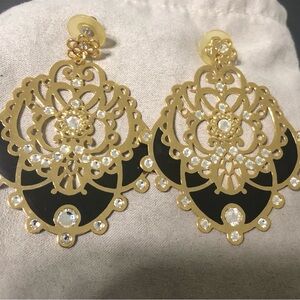 Elegant Gold and Black Earrings
